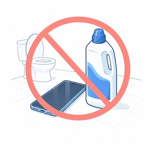 トイレに落とした小物や薬剤の扱いに注意を促すイラスト